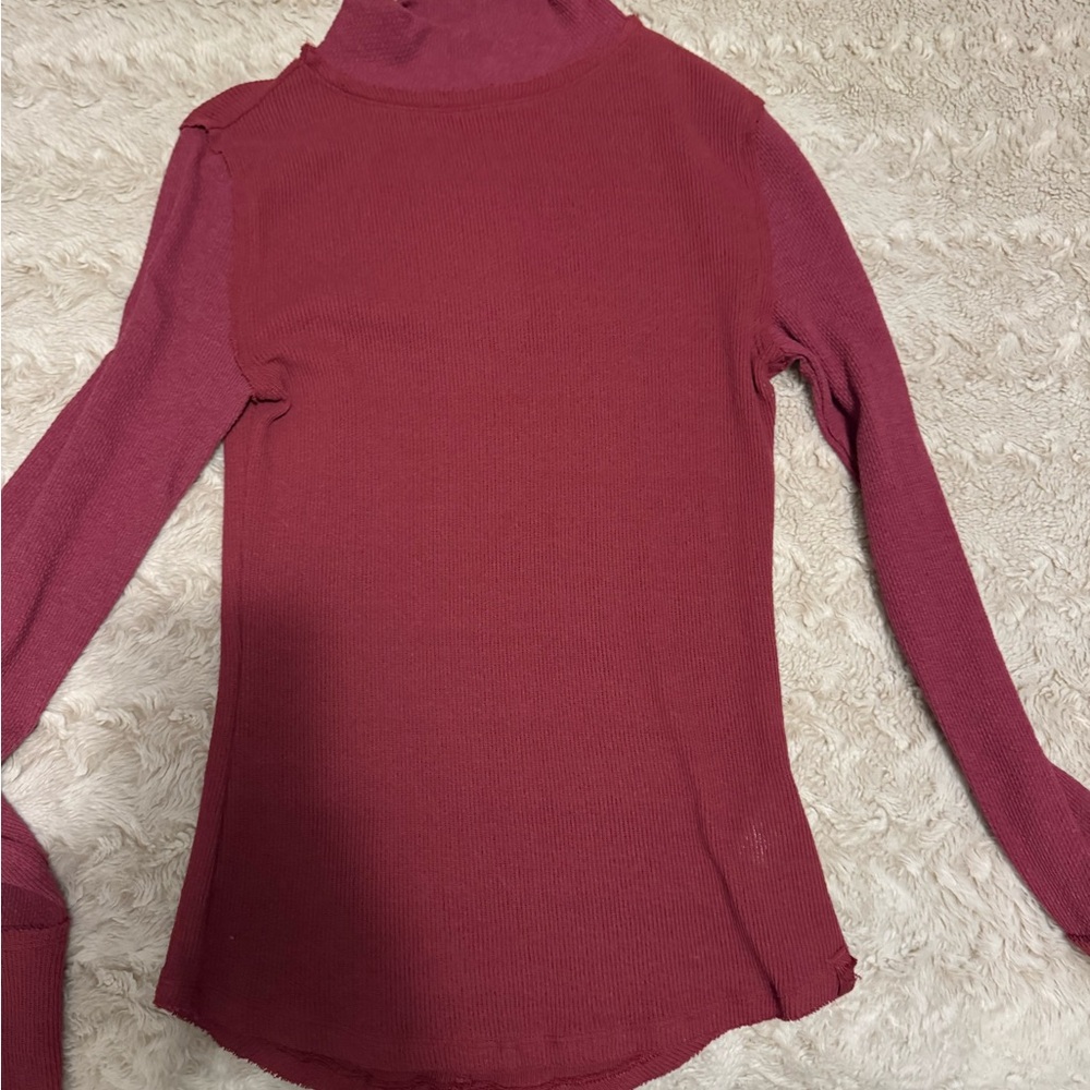 We The Free Burgundy Turtleneck Top